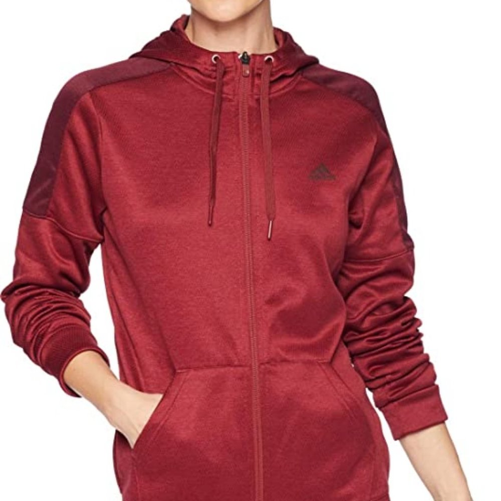 adidas Women’s Hoodie Jacket LARGE Full Zip Red